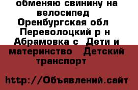 обменяю свинину на велосипед - Оренбургская обл., Переволоцкий р-н, Абрамовка с. Дети и материнство » Детский транспорт   